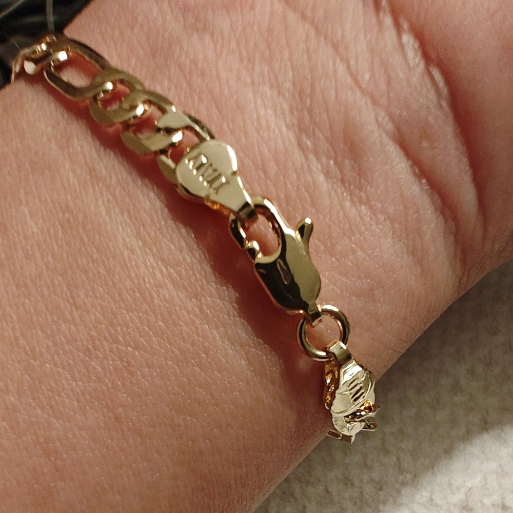 Bracelet Gold Virgin of Guadalupe 18K Plated Figaro Link Italy 750 Enamel - Picture 5 of 6
